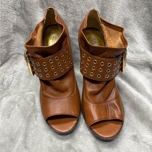 Michael Kors Tan Peep Toe Ankle Booties